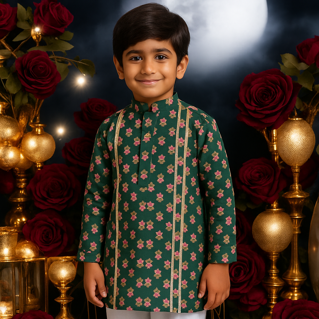 LUXE Cotton Kids Kurta with Pyjamas Pants for Baby Boys and Kids Jippa Conceptual Wear Rajasthani Prints Handmade