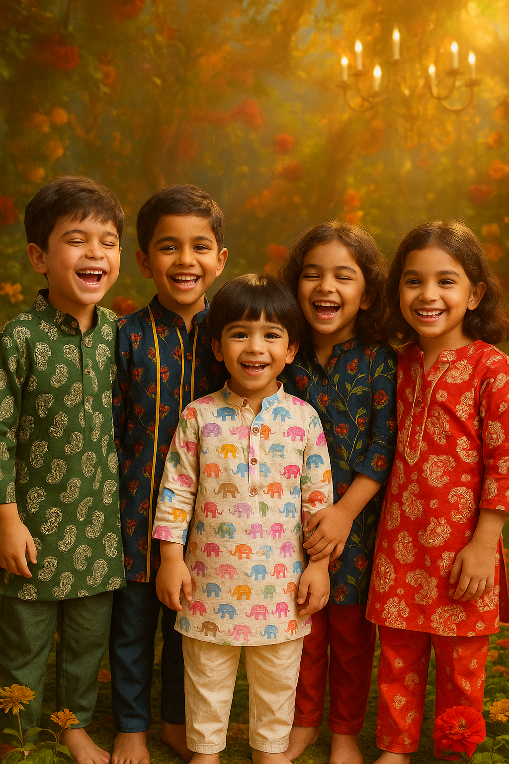 Deluxe Kids Kurta with White Pyjama Set — Premium Quality Cambric Cotton, Sizes 18-32, For Baby Boys and Kids Jippa Concept