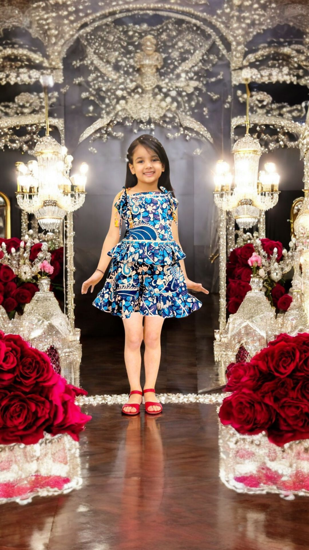 KALAMKARI Sleeveless Cotton Tops & Frilly SHORTS Sets Girls Kids Indian Ethnic Wear Cotton Suits