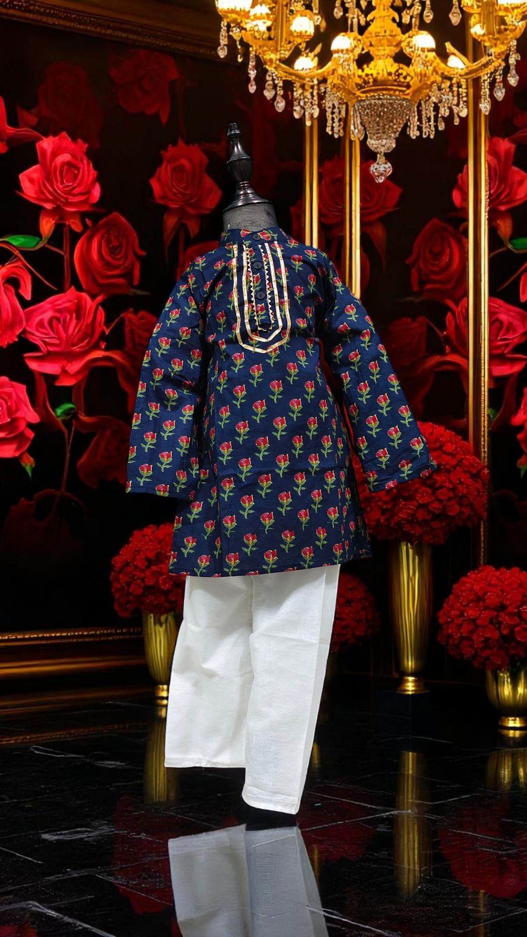 Deluxe Kids Kurta with White Pyjama Set — Premium Quality Cambric Cotton, Sizes 18-32, For Baby Boys and Kids Jippa Concept