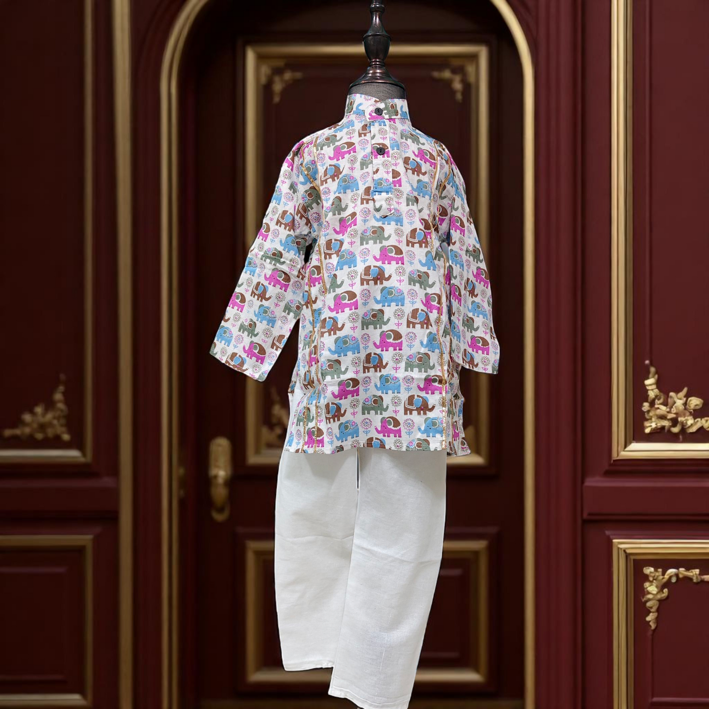 Deluxe Kids Kurta with White Pyjama Set — Premium Quality Cambric Cotton, Sizes 18-32, For Baby Boys and Kids Jippa Concept
