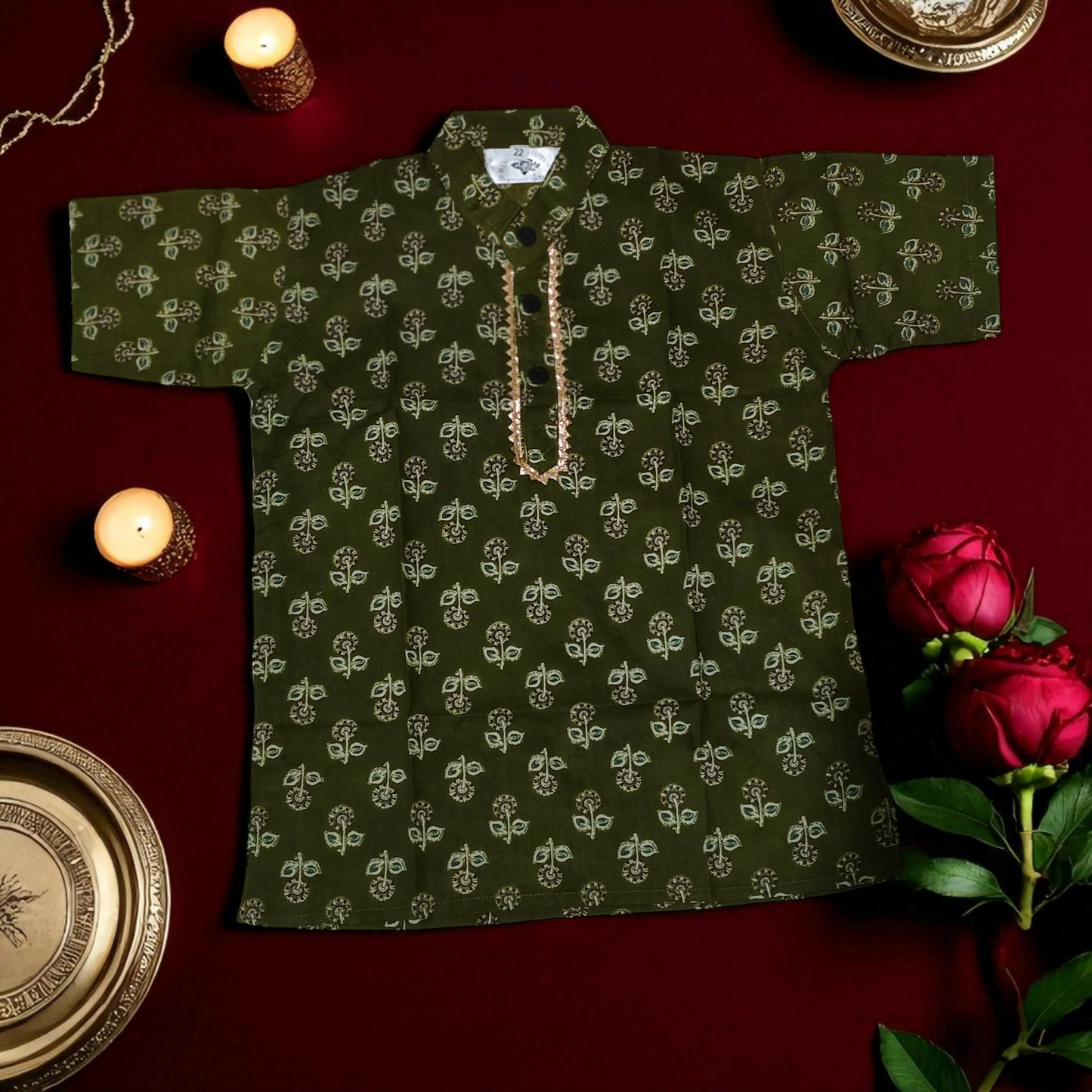 RAJMAHAL LUXE – Premium Cotton Boys Short Sleeve Kurta | 11 Colors | Sizes 18–32