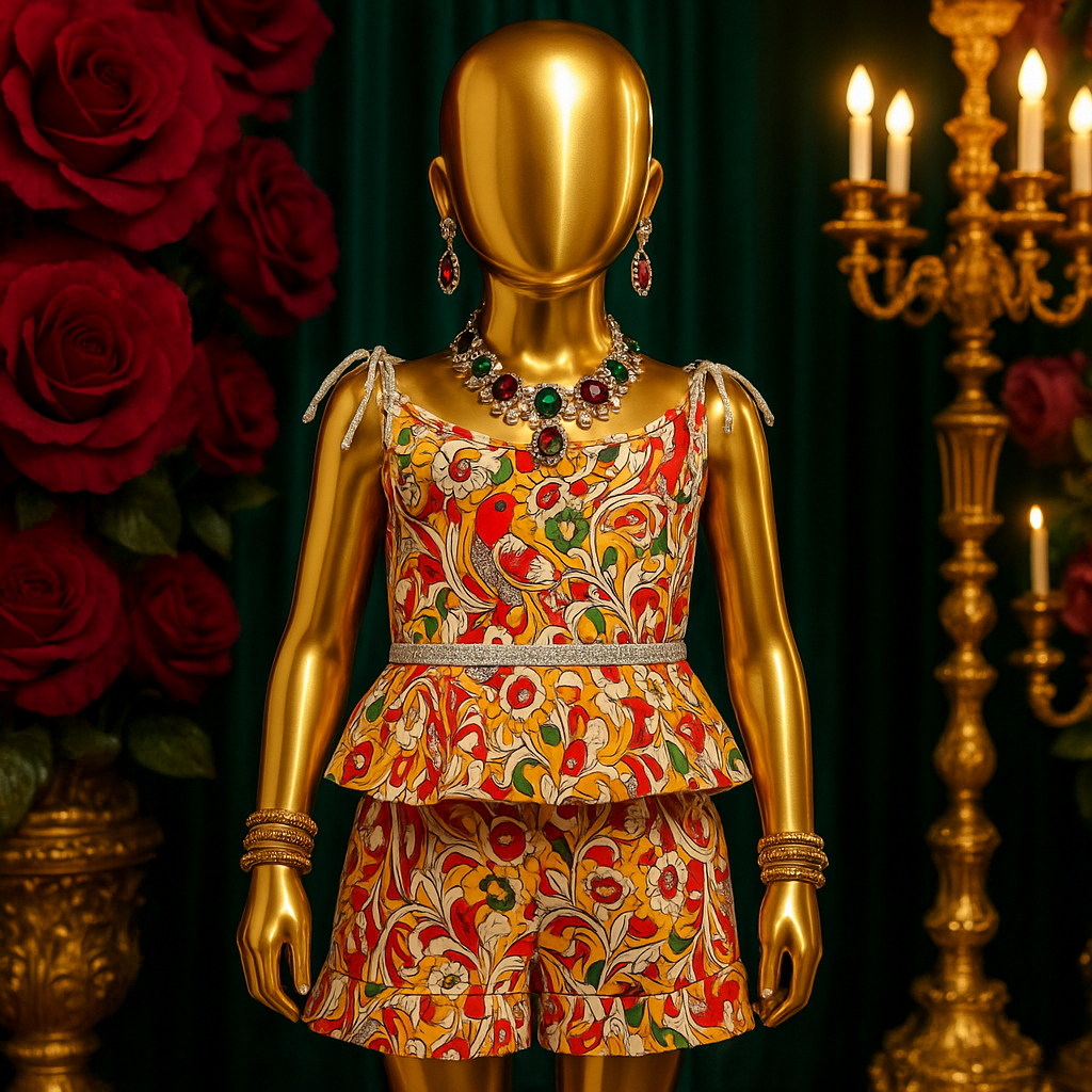 KALAMKARI Sleeveless Cotton Tops & Frilly SHORTS Sets Girls Kids Indian Ethnic Wear Cotton Suits