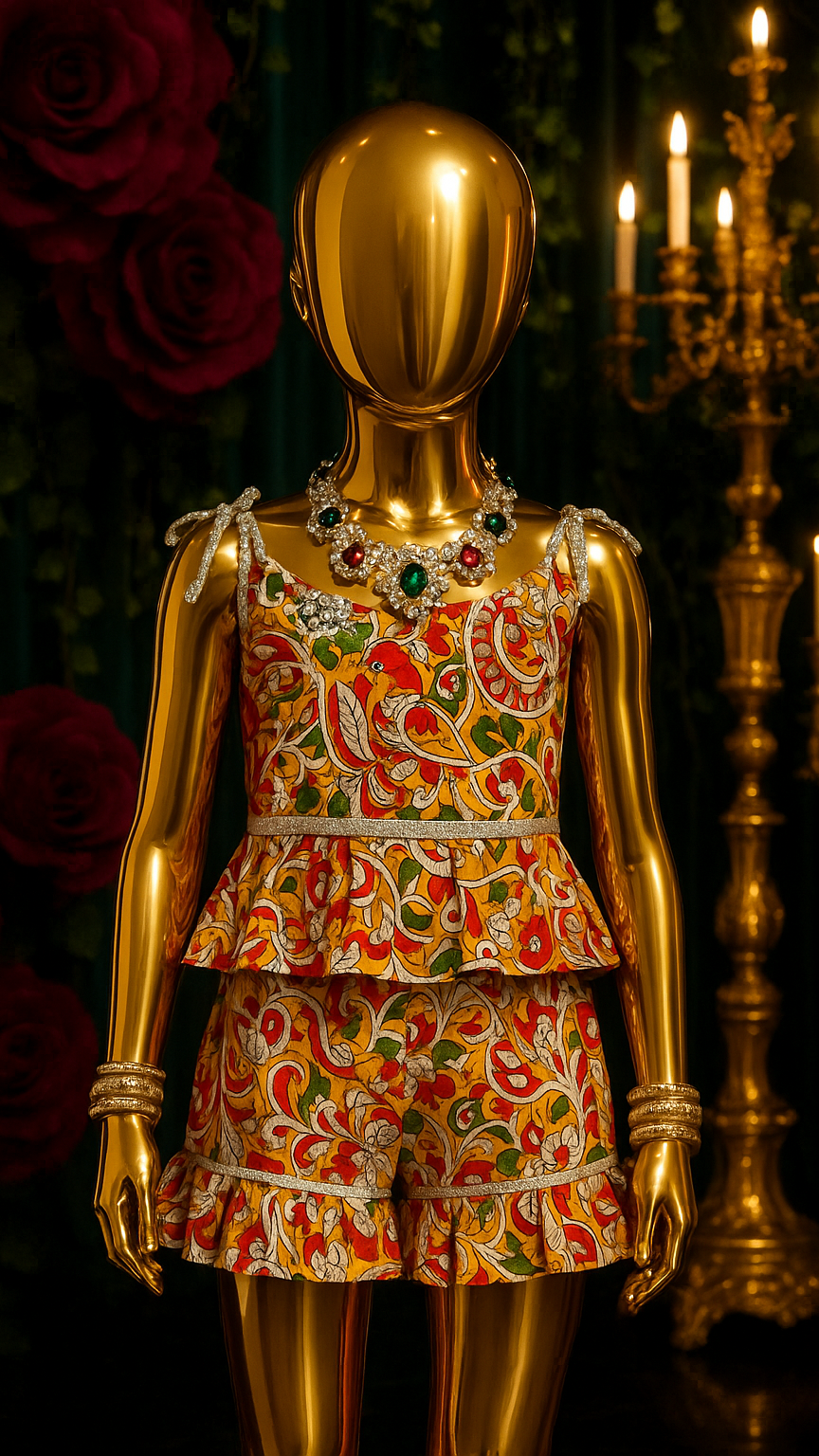 KALAMKARI Sleeveless Cotton Tops & Frilly SHORTS Sets Girls Kids Indian Ethnic Wear Cotton Suits