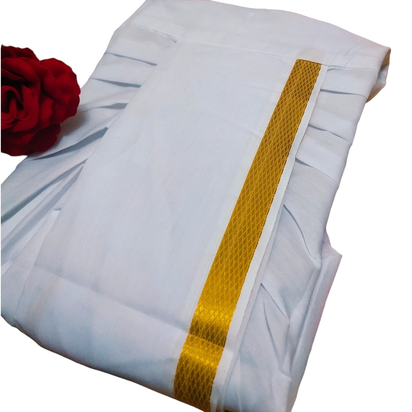 The Panchakacham Kids Dhoti Pants With Pattu and Gold Borders For Baby Boys and Kids Age 1 to 10 years