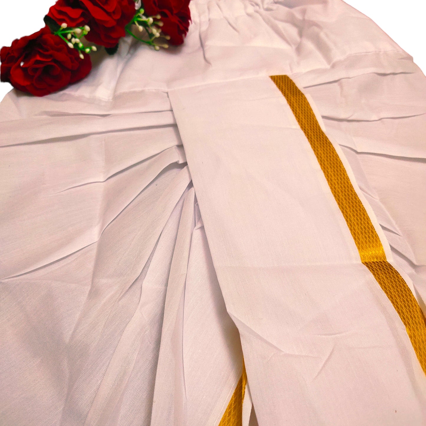 The Panchakacham Kids Dhoti Pants With Pattu and Gold Borders For Baby Boys and Kids Age 1 to 10 years