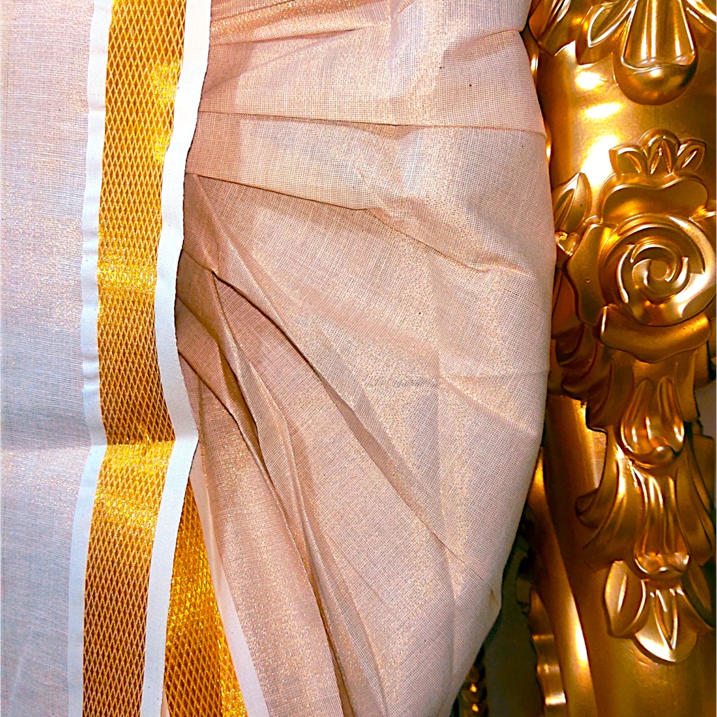 Panchakacham Kids Dhoti Pants Copper Rose Gold Tissue Zari Cotton With Pattu Borders For Baby Boys Kids 1- 10 years old