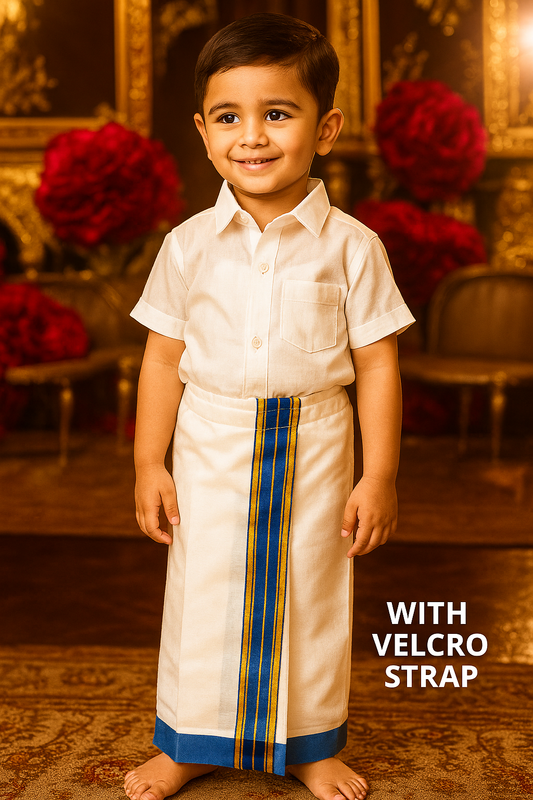 Kids Veshti / Dhoti – Ready Stitched with Velcro (Cotton, Age 1–10 Years)